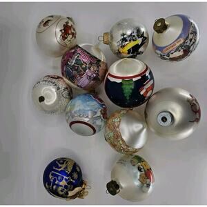 Lot 12 Vintage 80s 90s Hallmark Satin & Glass Christmas Balls Ornaments Holiday